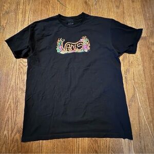 Vans T-Shirt Men's Large Black Neon Coral Reef Logo Classic Fit Skate Streetwear